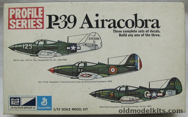 MPC 1/72 Bell P-39 Airacobra Profile Series - 362 Fighter Sq Hayward AFB Calif. 1943 / GC111/6 Free French Air Force N. Africa / 93rd FW 81st FG Tunisia 1953, 2-1117-100 plastic model kit
